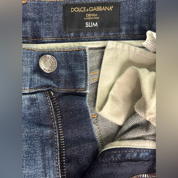 Men’s Dolce & Gabbana Slim Fit Logo Tag Blue Jeans Size 46 US 31 - Picture 5 of 16